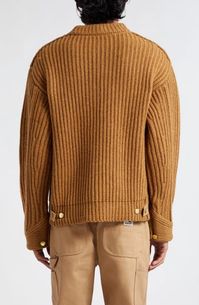 Shop Sacai Carhartt Wip Logo Patch Wool Blend Rib Sweater In Beige