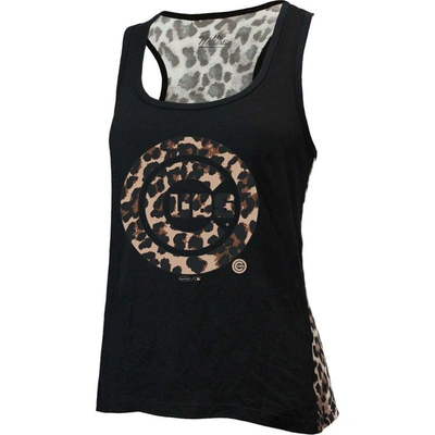 Shop Majestic Threads Black Chicago Cubs Leopard Tank Top