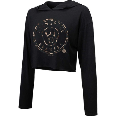 Shop Majestic Threads Black Milwaukee Brewers Leopard Cropped Hoodie