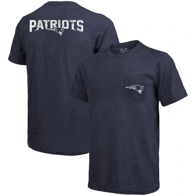 Shop Majestic New England Patriots  Threads Tri-blend Pocket T-shirt In Navy