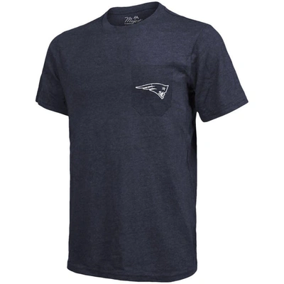 Shop Majestic New England Patriots  Threads Tri-blend Pocket T-shirt In Navy