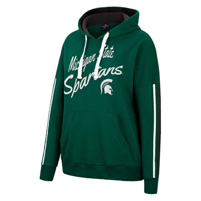 Shop Colosseum Green Michigan State Spartans Serena Oversized Sleeve Striping Pullover Hoodie