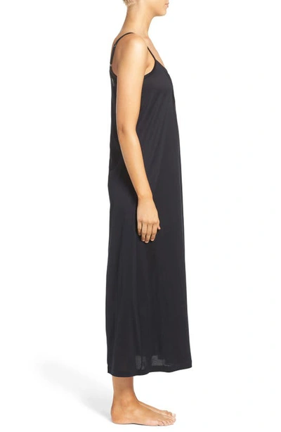 Shop Hanro Juliet Pleat Neck Cotton Nightgown In Black