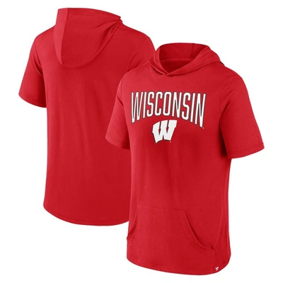 Shop Fanatics Branded Red Wisconsin Badgers Outline Lower Arch Hoodie T-shirt