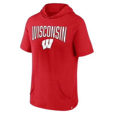Shop Fanatics Branded Red Wisconsin Badgers Outline Lower Arch Hoodie T-shirt
