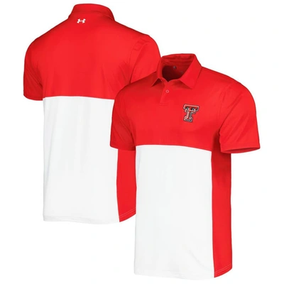 Shop Under Armour Red/white Texas Tech Red Raiders Green Blocked Polo Performance Polo