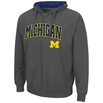 Shop Colosseum Charcoal Michigan Wolverines Arch & Logo 3.0 Full-zip Hoodie
