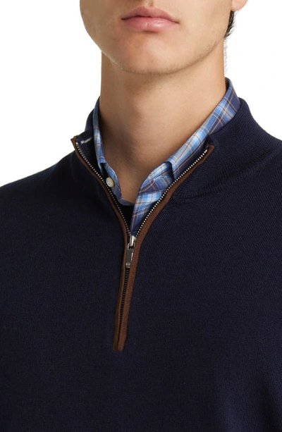 Shop Peter Millar Autumn Crest Wool Blend Quarter Zip Pullover In Navy