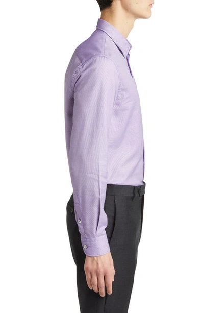 Shop Emporio Armani Micropattern Sport Shirt In Solid Medium Purple