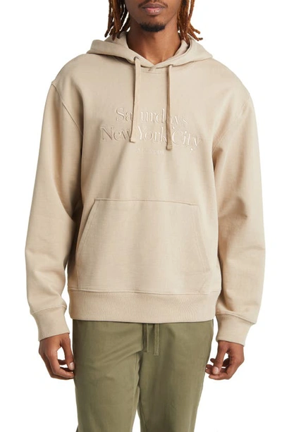 Shop Saturdays Surf Nyc Saturdays Nyc Ditch Miller Embroidered Hoodie In Classic Khaki