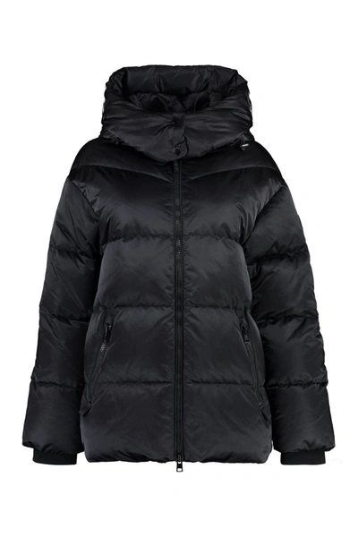 Shop Woolrich Hooded Nylon Down Jacket In Black