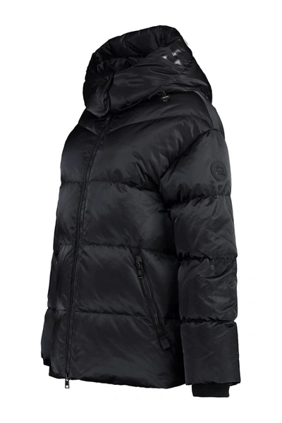 Shop Woolrich Hooded Nylon Down Jacket In Black