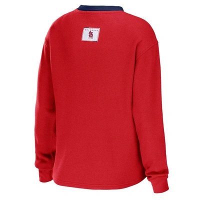 Shop Wear By Erin Andrews Red St. Louis Cardinals Waffle Henley Long Sleeve T-shirt
