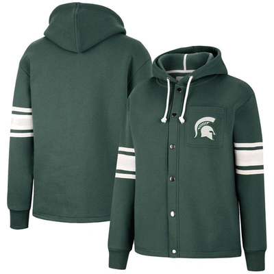 Shop Colosseum Green Michigan State Spartans Mia Striped Full-snap Hoodie Jacket