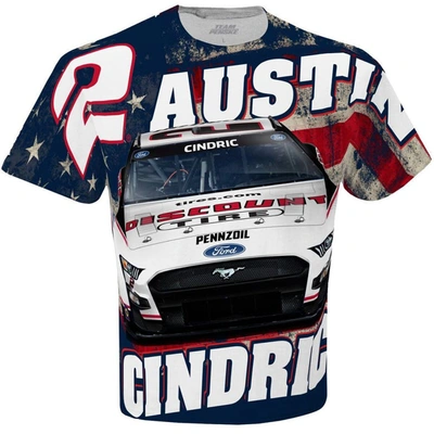 Shop Team Penske White Austin Cindric Discount Tires Sublimated Patriotic Total Print T-shirt
