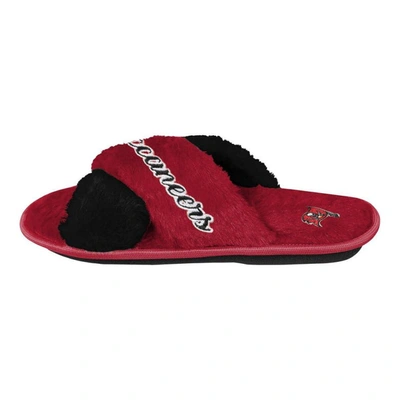 Shop Foco Red Tampa Bay Buccaneers Two-tone Crossover Faux Fur Slide Slippers