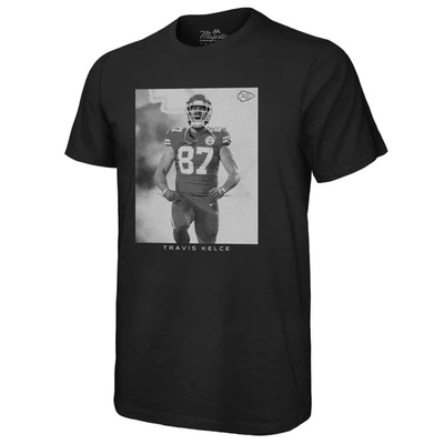 Shop Majestic Threads Travis Kelce Black Kansas City Chiefs Player Graphic Oversized T-shirt