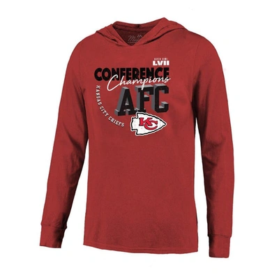 Shop Majestic Threads Red Kansas City Chiefs 2022 Afc Champions High Tide Long Sleeve Hoodie T-shirt