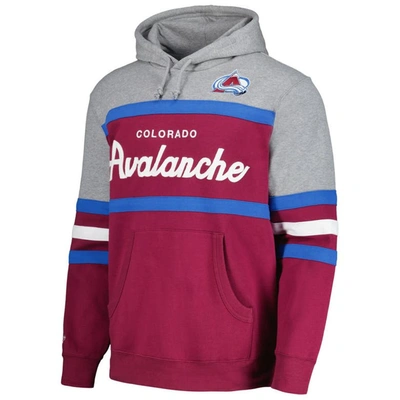 Shop Mitchell & Ness Burgundy/gray Colorado Avalanche Head Coach Pullover Hoodie