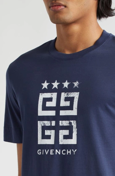 Shop Givenchy Slim Fit 4g Logo Cotton Graphic T-shirt In Deep Blue