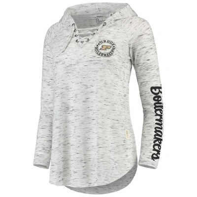 Shop Pressbox Gray Purdue Boilermakers Space Dye Lace-up V-neck Long Sleeve T-shirt