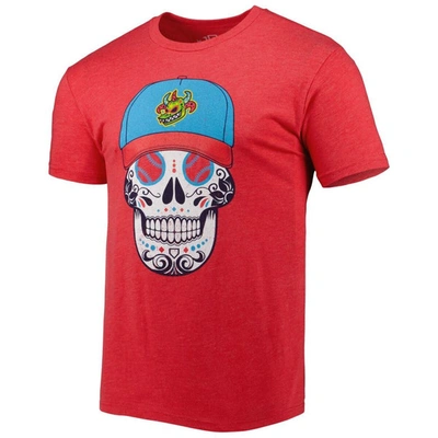 Shop 108 Stitches Heathered Red Vejigantes De Scranton/wilkes-barre Copa De La Diversion Sugar Skull Tri-blend T-shirt