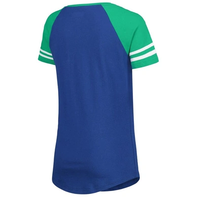 Shop New Era Royal/green Seattle Seahawks Legacy Lace-up Raglan T-shirt