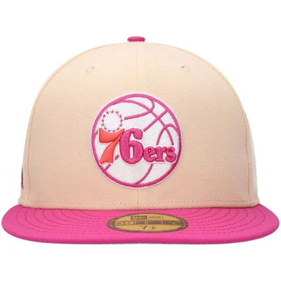 Shop New Era Orange/pink Philadelphia 76ers Passion Mango 59fifty Fitted Hat