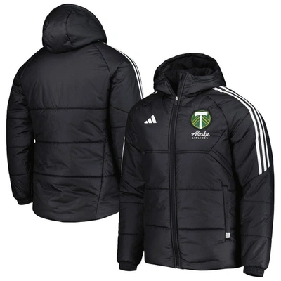 Shop Adidas Originals Adidas Black Portland Timbers Winter Raglan Full-zip Hoodie Jacket