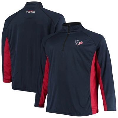 Shop Fanatics Branded Navy/red Houston Texans Big & Tall Polyester Quarter-zip Raglan Jacket