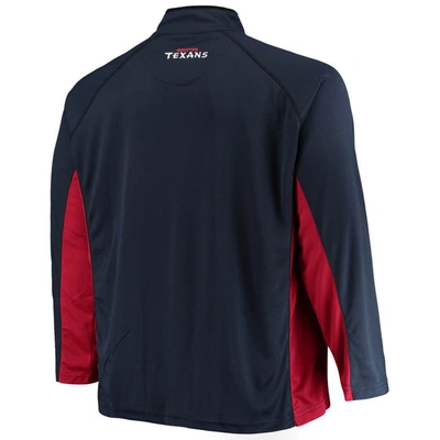 Shop Fanatics Branded Navy/red Houston Texans Big & Tall Polyester Quarter-zip Raglan Jacket