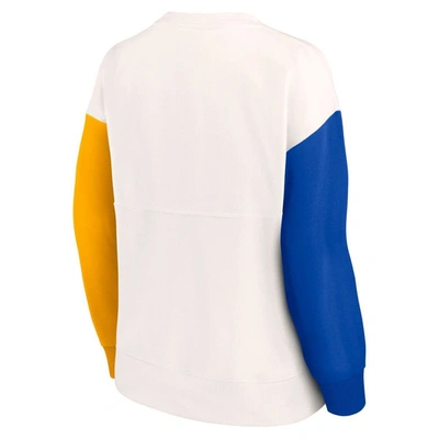 Shop Fanatics Branded White Los Angeles Rams Colorblock Primary Logo Pullover Sweatshirt