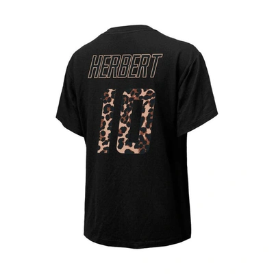 Shop Majestic Threads Justin Herbert Black Los Angeles Chargers Leopard Player Name & Number T-shirt