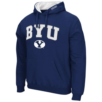 Shop Colosseum Navy Byu Cougars Arch & Logo 3.0 Pullover Hoodie