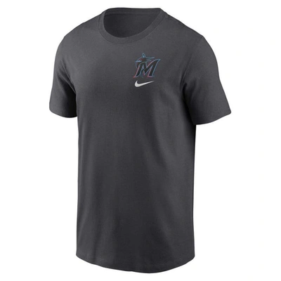 Shop Nike Charcoal Miami Marlins Logo Sketch Bar T-shirt