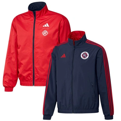Shop Adidas Originals Adidas Navy/red New England Revolution 2023 On-field Anthem Full-zip Reversible Team Jacket