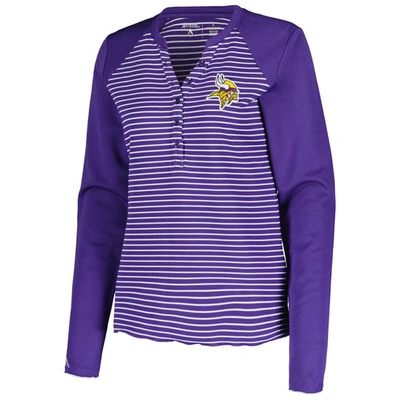 Shop Antigua Purple Minnesota Vikings Maverick Waffle Henley Long Sleeve T-shirt
