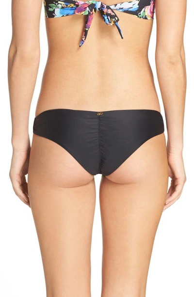 Shop Pilyq Ruched Bikini Bottoms In Midnight