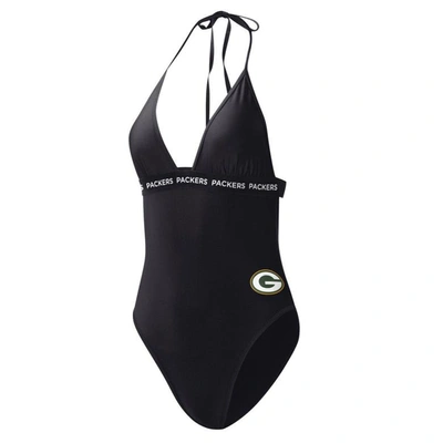 Shop G-iii 4her By Carl Banks Black Green Bay Packers Full Count One-piece Swimsuit
