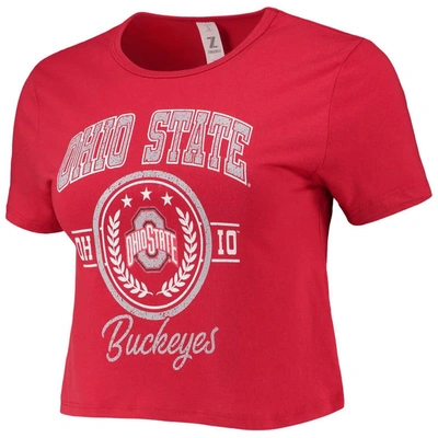 Shop Zoozatz Scarlet Ohio State Buckeyes Core Laurels Cropped T-shirt