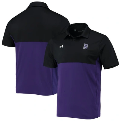 Shop Under Armour Black/purple Northwestern Wildcats 2022 Blocked Coaches Performance Polo