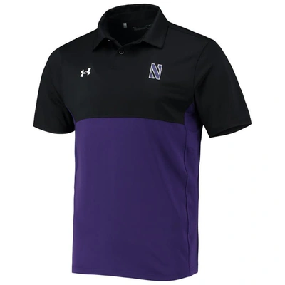 Shop Under Armour Black/purple Northwestern Wildcats 2022 Blocked Coaches Performance Polo