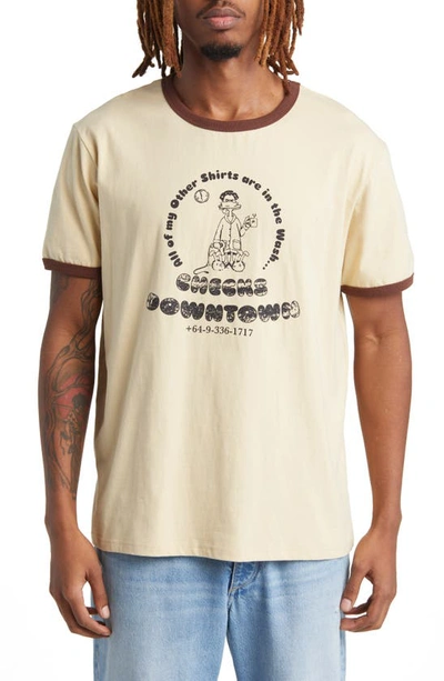 Shop Checks Downtown Ringer Graphic T-shirt In Cream/ Chocolate