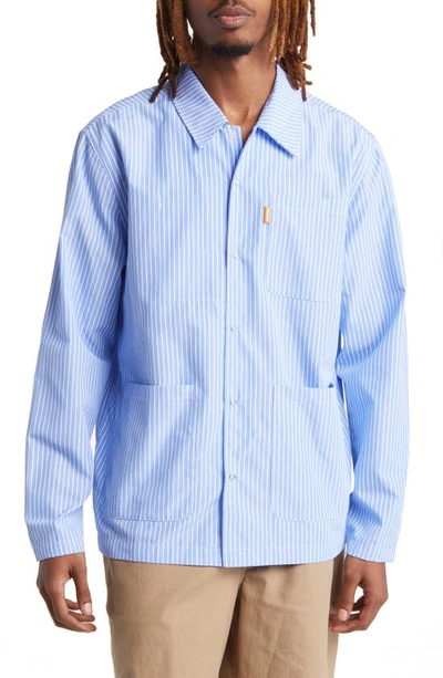 Shop Checks Shirting Cotton Chore Coat In Blue Stripe