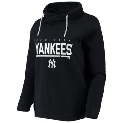 Shop Levelwear Black New York Yankees Vega Funnel Neck Raglan Pullover Sweatshirt