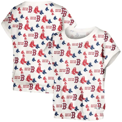 Shop Lusso White Boston Red Sox Madge Dolman Tri-blend T-shirt