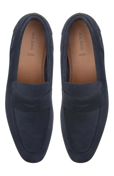 Shop Aldo Wakith Suede Apron Toe Penny Loafer In Navy