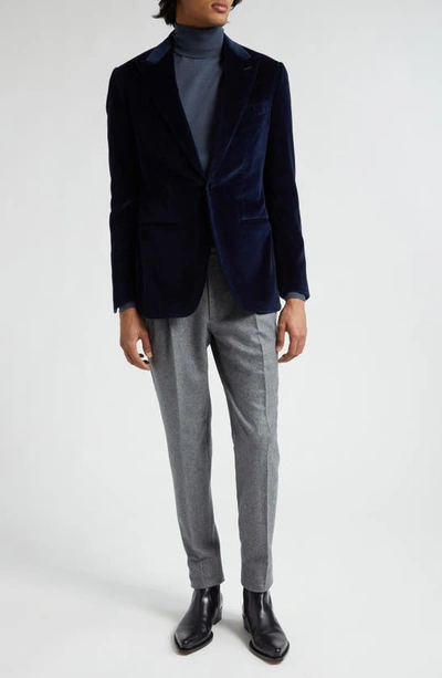 Shop Thom Sweeney Peak Lapel Velveteen Dinner Jacket In Navy