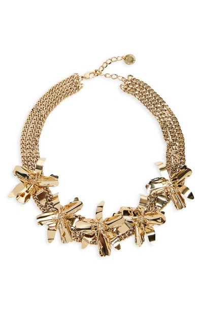 Shop Carolina Herrera Orchid Charm Collar Necklace In Gold
