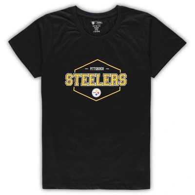 Shop Concepts Sport Black/gold Pittsburgh Steelers Plus Size Badge T-shirt & Pants Sleep Set